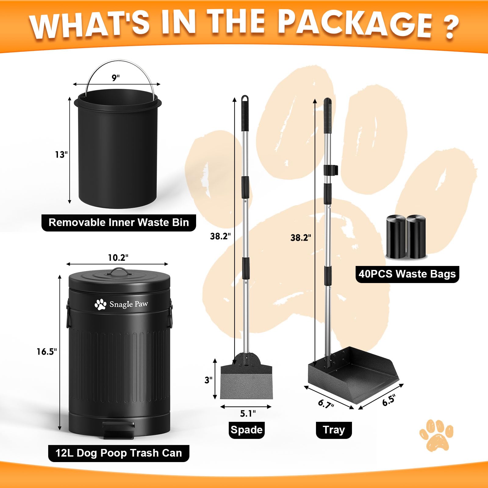 Snagle Paw includes 40 waste bags for quick cleanup.