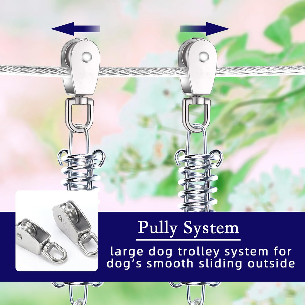 Snagle Paw anti-shock runner line reduces tension for dogs.