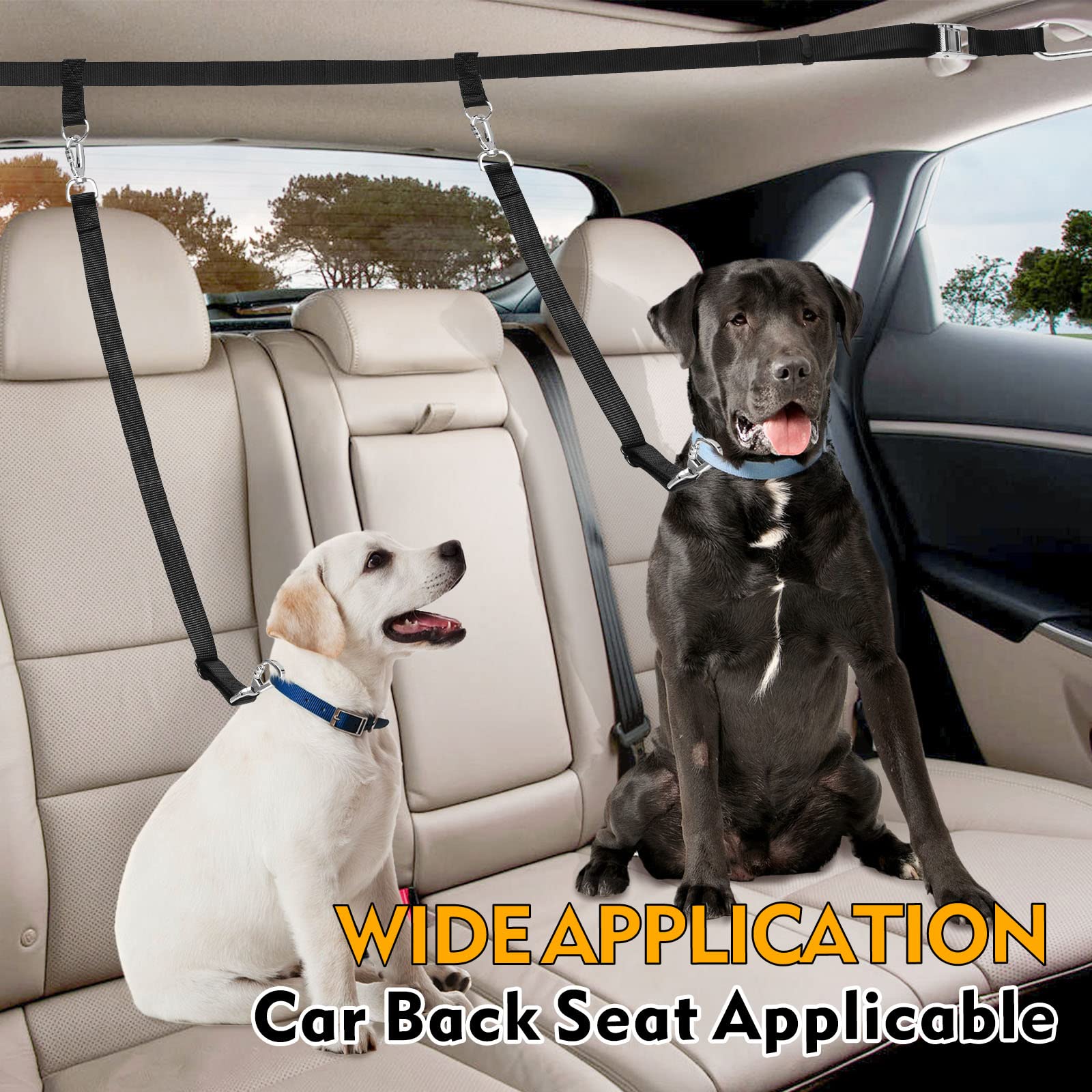 Snagle Paw backseat restraint use promotes calm travel for large dogs.