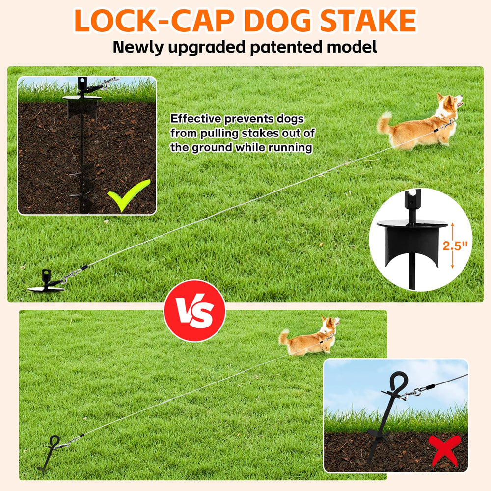 Snagle Paw tie-out stake with 17-inch design for stronger hold