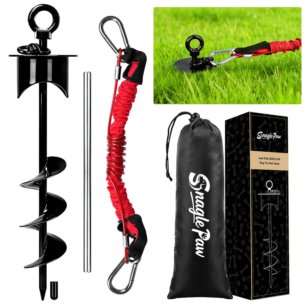 Snagle Paw lock-cap stake maintains upright position on soft ground