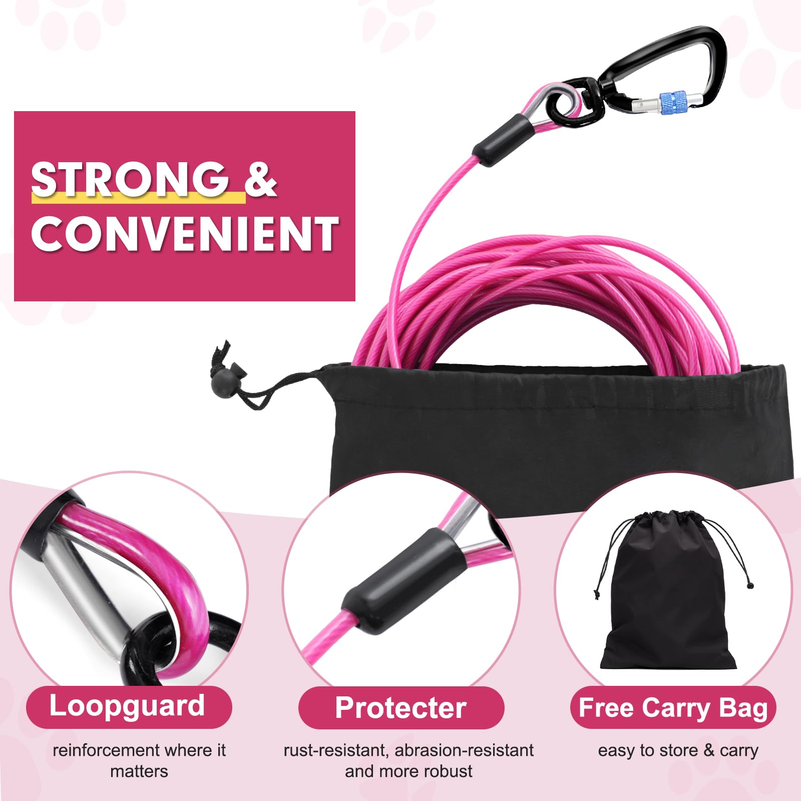 Snagle Paw reinforced stainless steel connection highlights durability.
