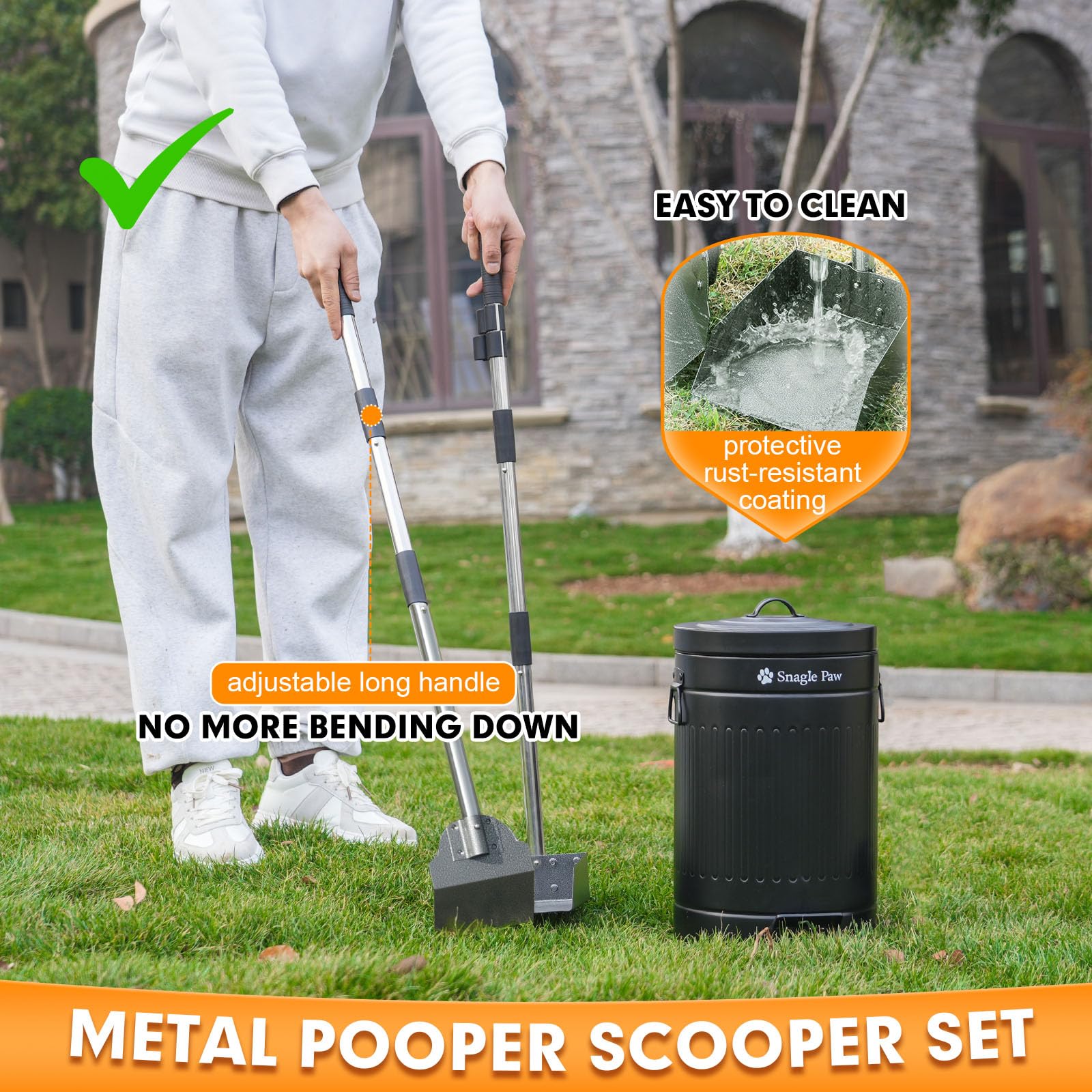 Snagle Paw extendable handle reduces bending for all ages.