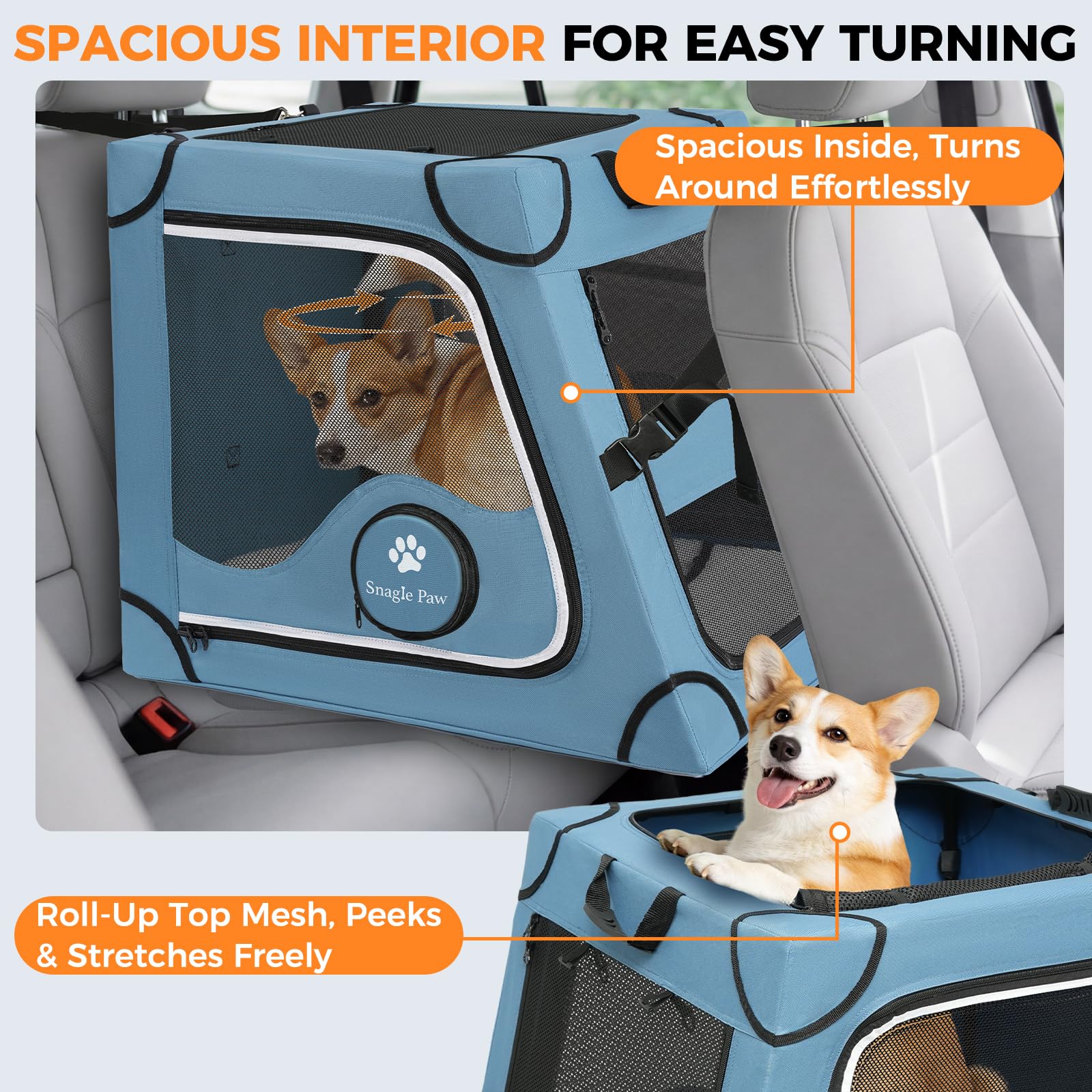 Snagle Paw four fold safety design with headrest straps for extra stability
