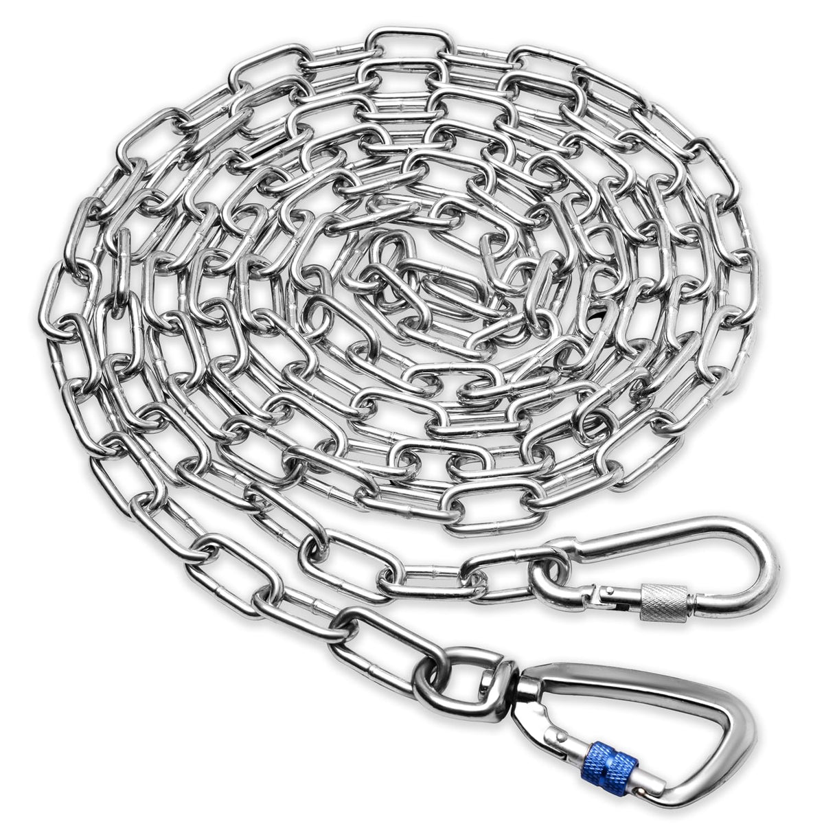 Snagle Paw heavy-duty leash 15ft metal chain shows sturdy construction for long outdoor walks.