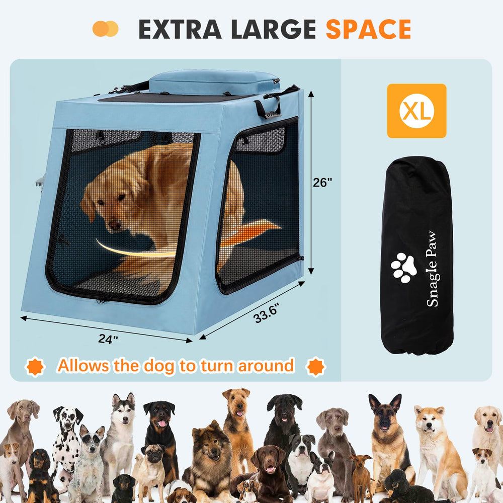 Heavy-duty metal frame keeps Snagle Paw crate sturdy on the road