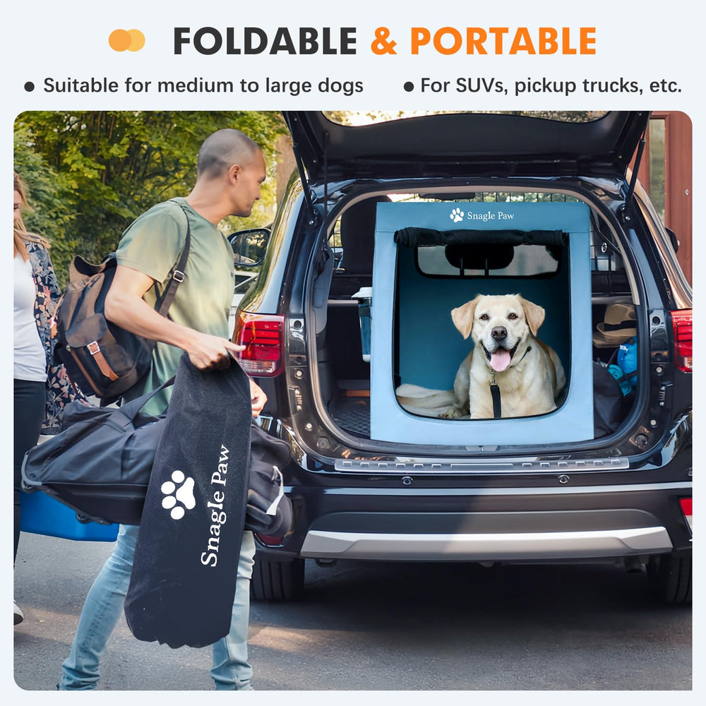 Snagle Paw crate includes water bottle pocket for hydration on the go
