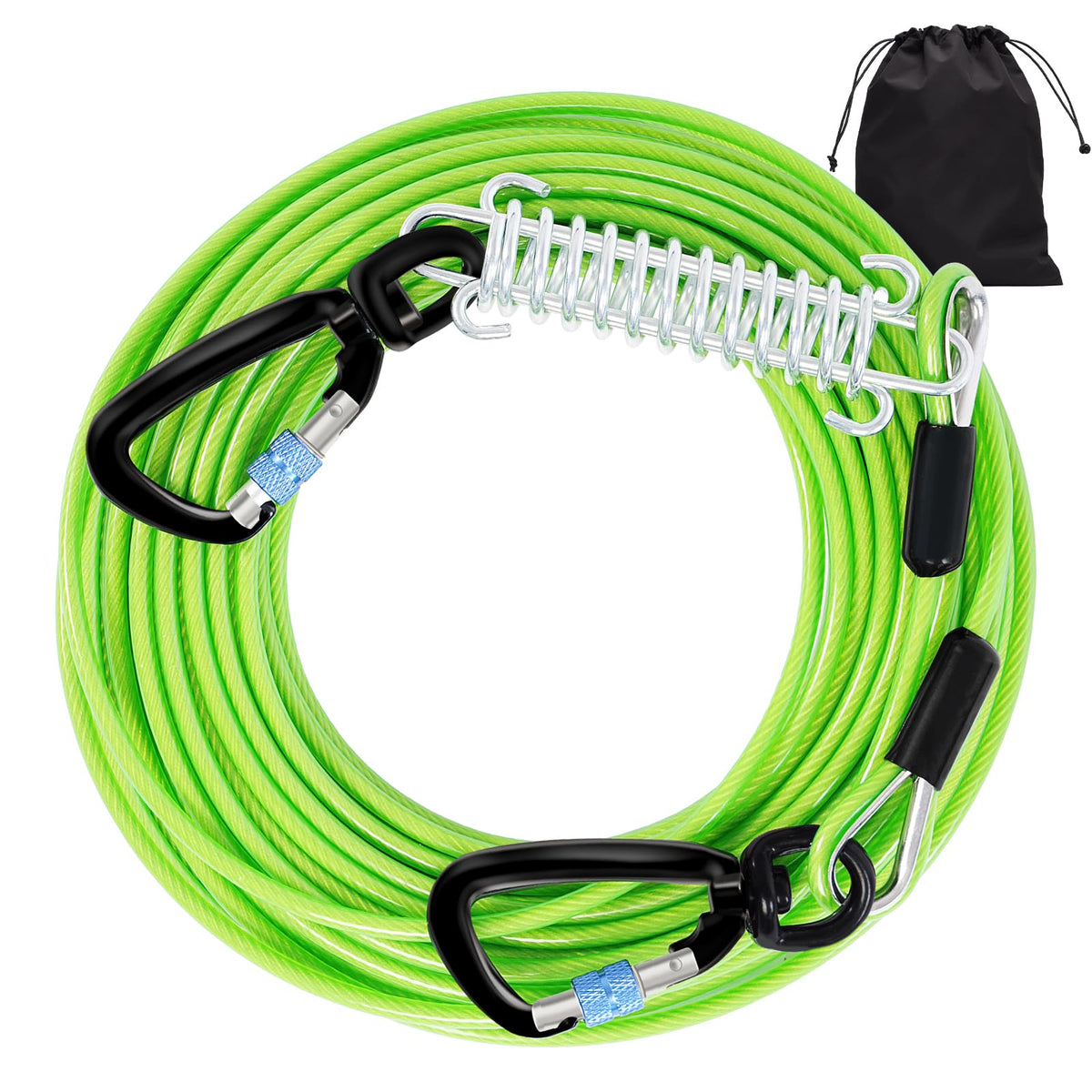 Snagle Paw tie-out clip locks securely for safe outdoor roaming.