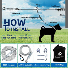 Snagle Paw zipline 10ft runner keeps dogs active under supervision.
