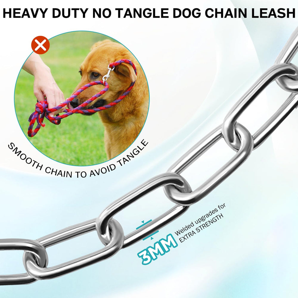Snagle Paw chain with chew-proof and rust-proof coating for outdoor use.