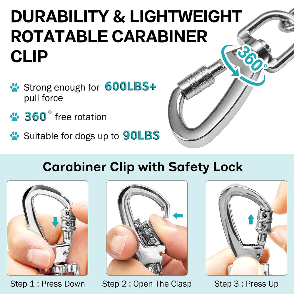 Snagle Paw leash with 360° swivel hook to prevent tangles outdoors.