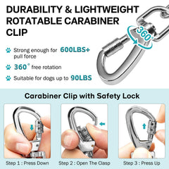 Snagle Paw leash with 360° swivel hook to prevent tangles outdoors.