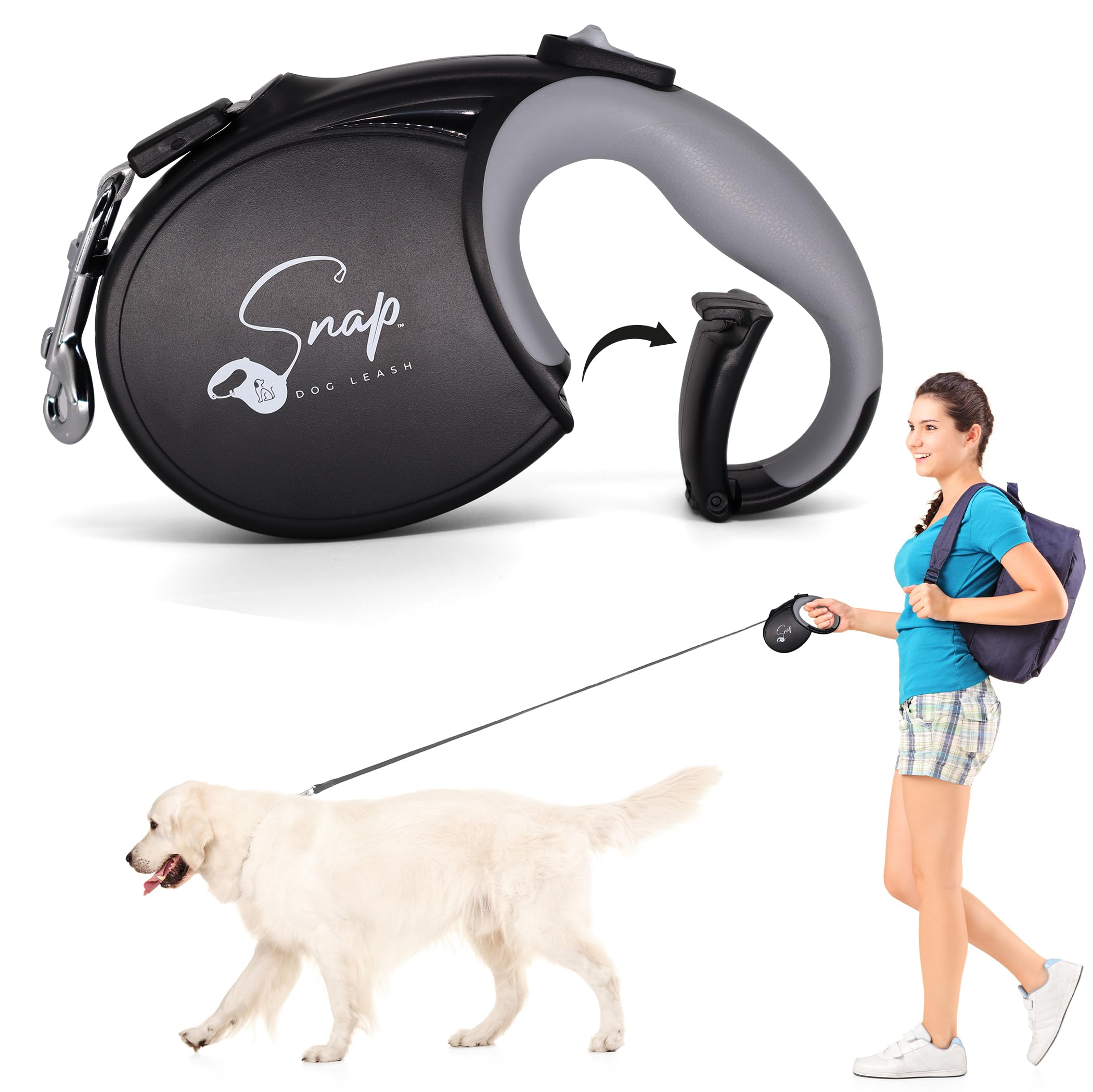 Snap Dog Leash outdoor-use clip demonstrates hands-free convenience and secure hold.