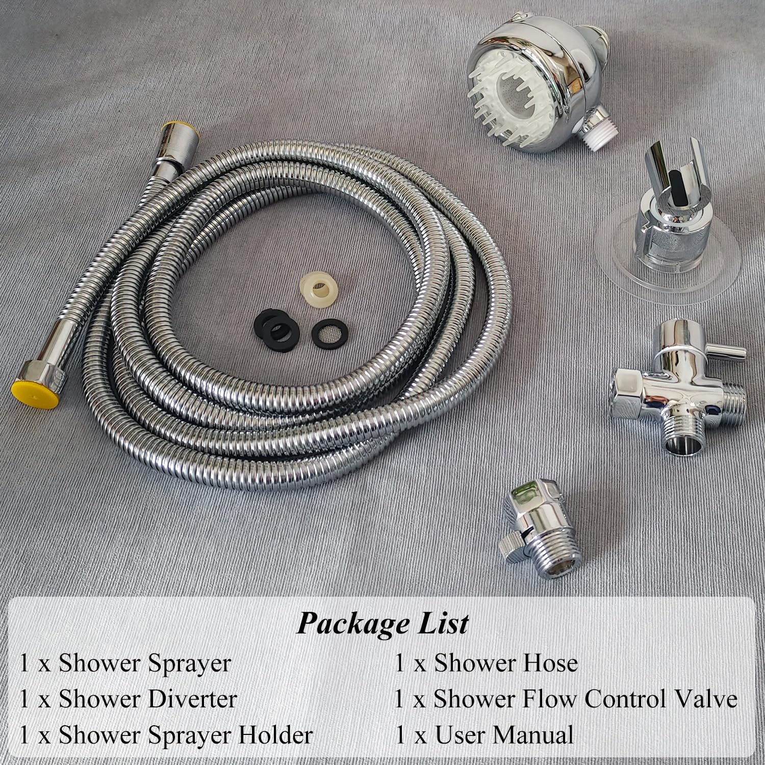 Sneatup pet shower set chrome finish with anti-burst tube.