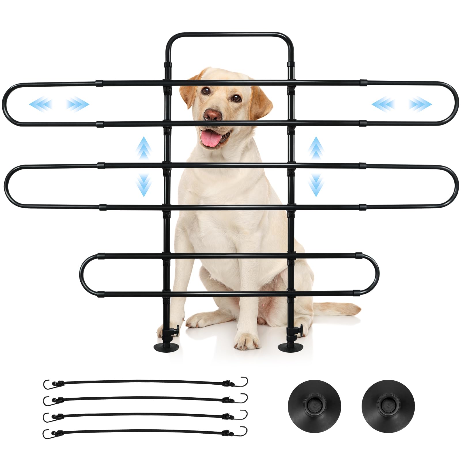 Snooweerin Vehicle Pet Barrier installed on headrests for secure travel.