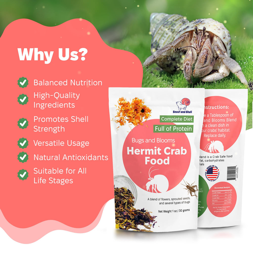 Snout and Shell Bugs and Blooms container label emphasizes clean ingredients.