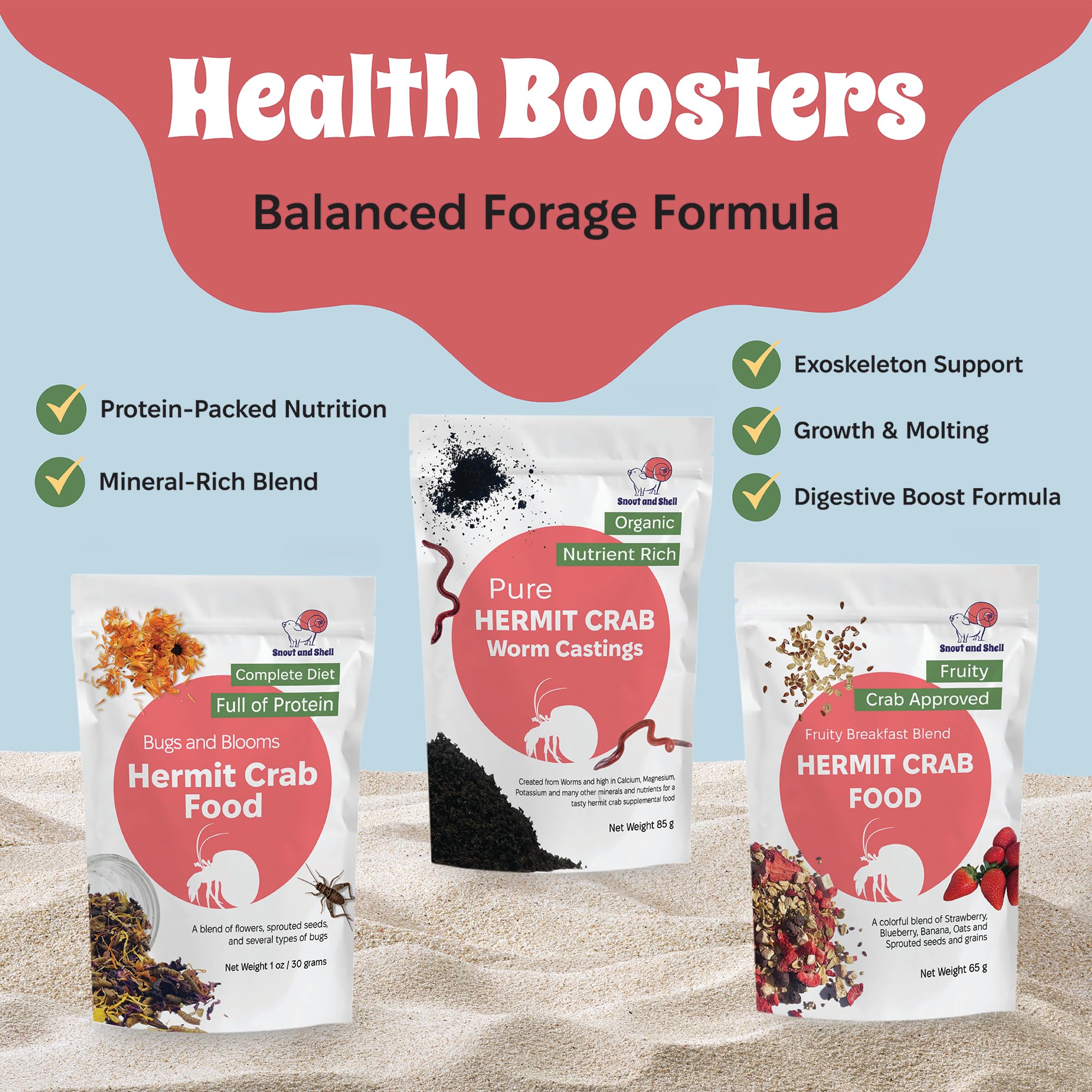 Snout and Shell Bugs Blooms protein mix supports healthy growth.