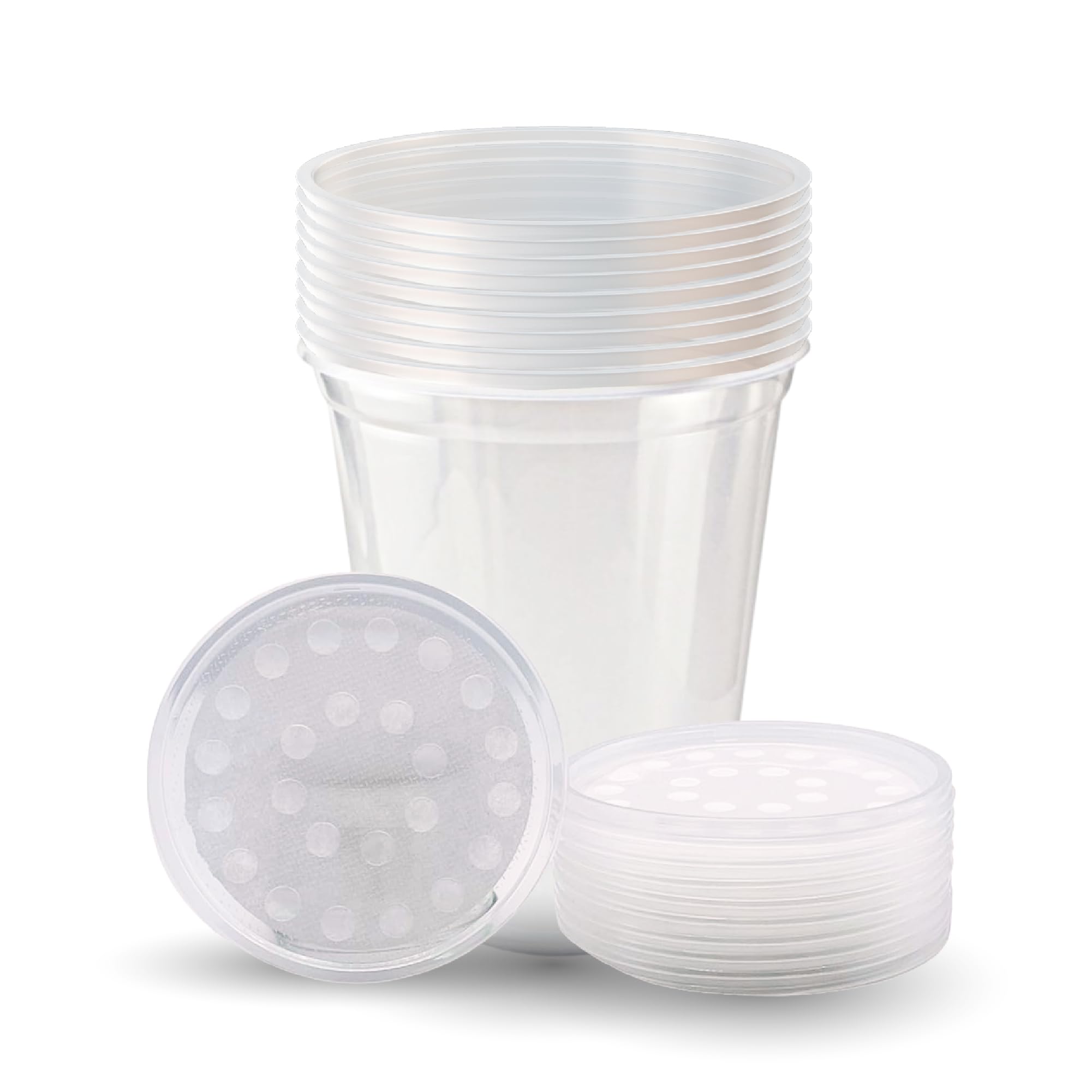 Snout and Shell deli cups with fabric vented lids for secure culture preparation