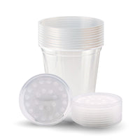 Snout and Shell deli cups with fabric vented lids for secure culture preparation