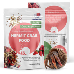 Snout and Shell natural hermit crab food packaging shows freshness and resealability.