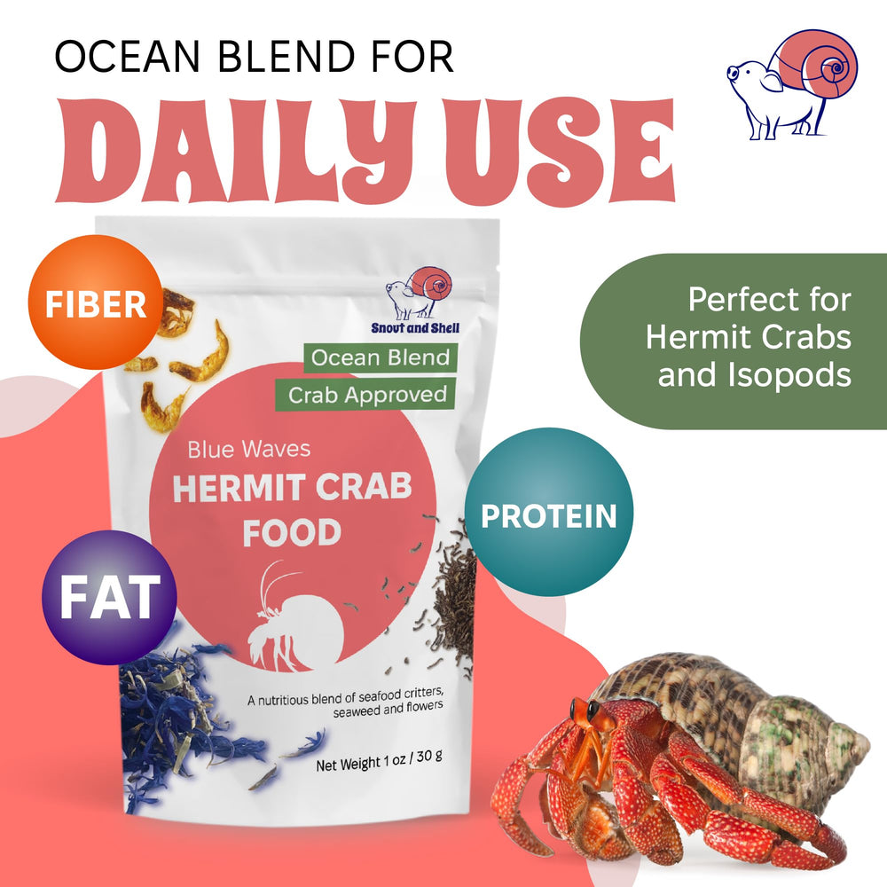 Snout and Shell textured crab food bites designed for nibbling.