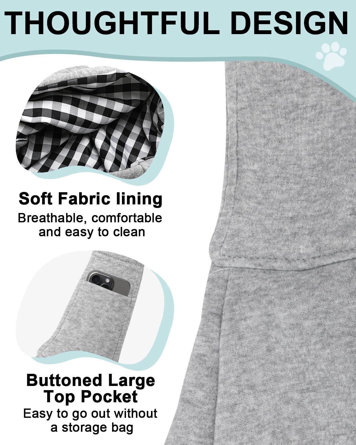 snqqmtt pet sling adjustable strap for a comfortable, customizable fit during walks.
