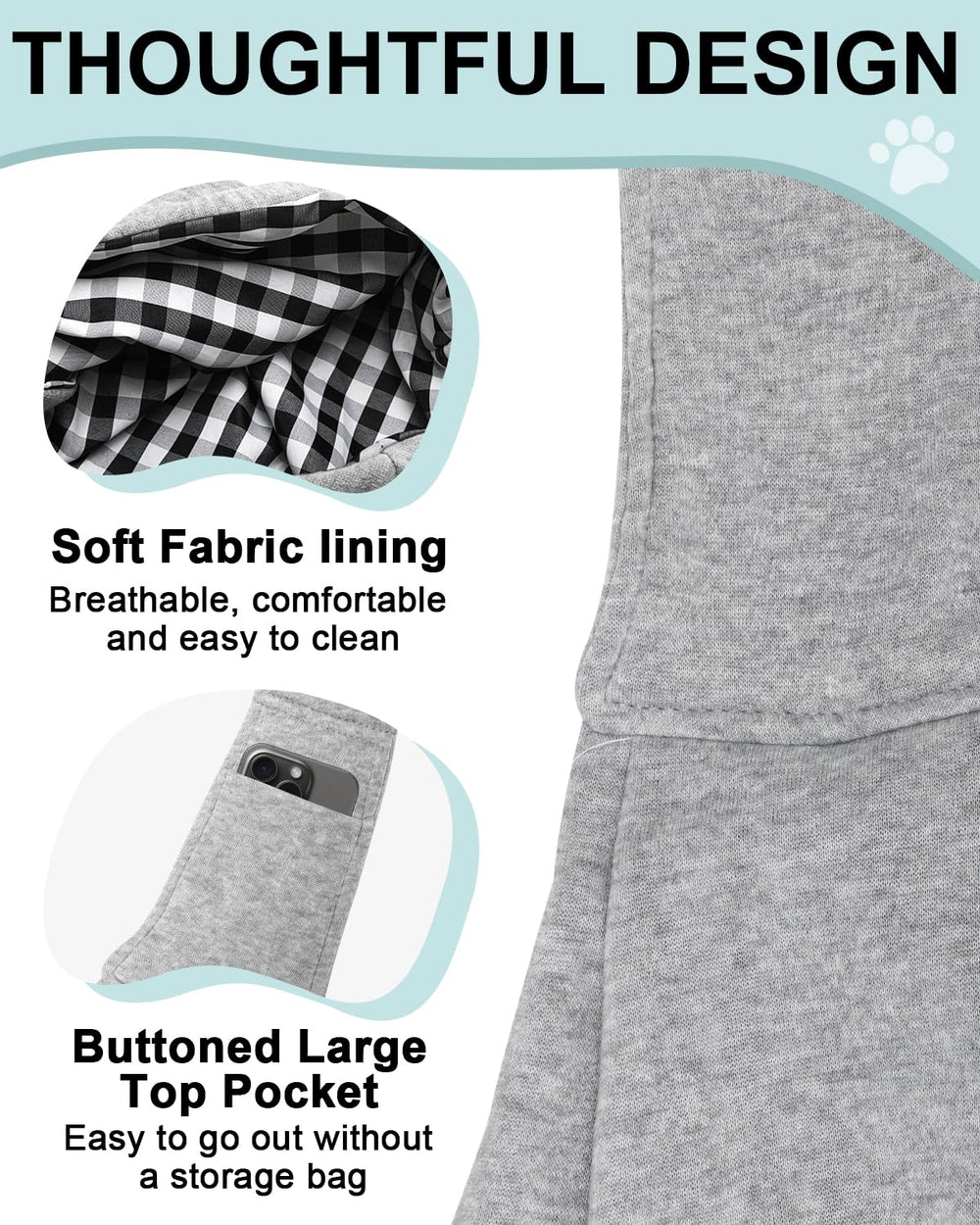 snqqmtt pet sling adjustable strap for a comfortable, customizable fit during walks.