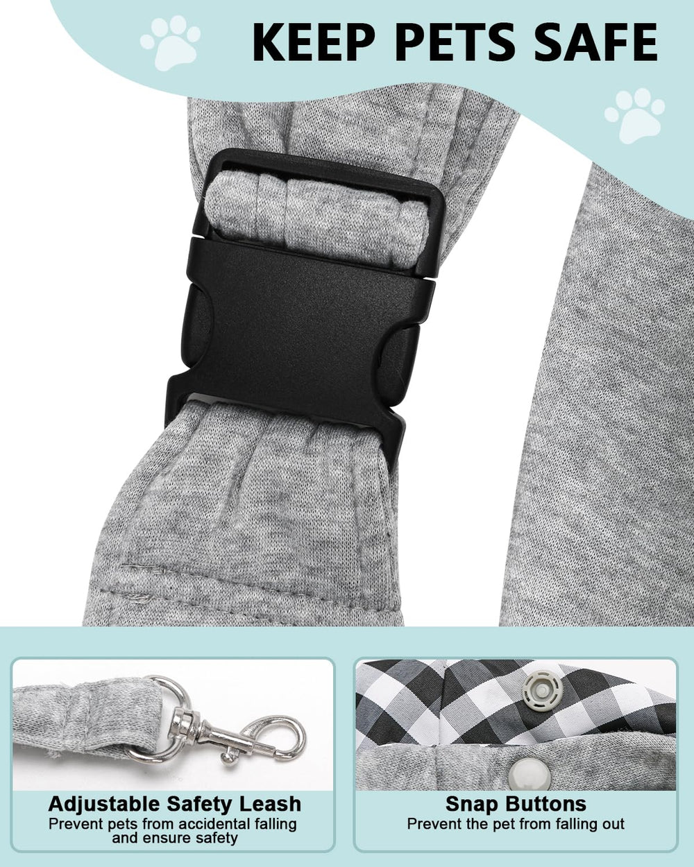 snqqmtt secure loop fasteners attach to collar for safe travel with your cat.