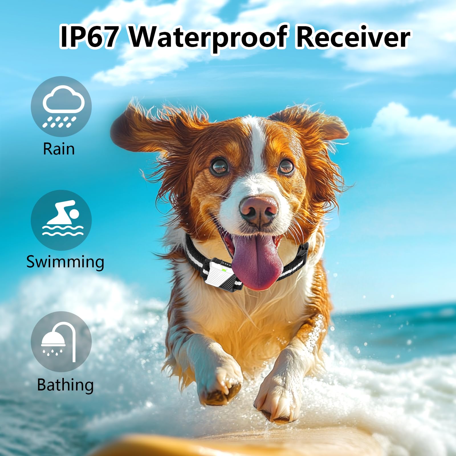 Snsng shock collar battery display keeps you informed during sessions.