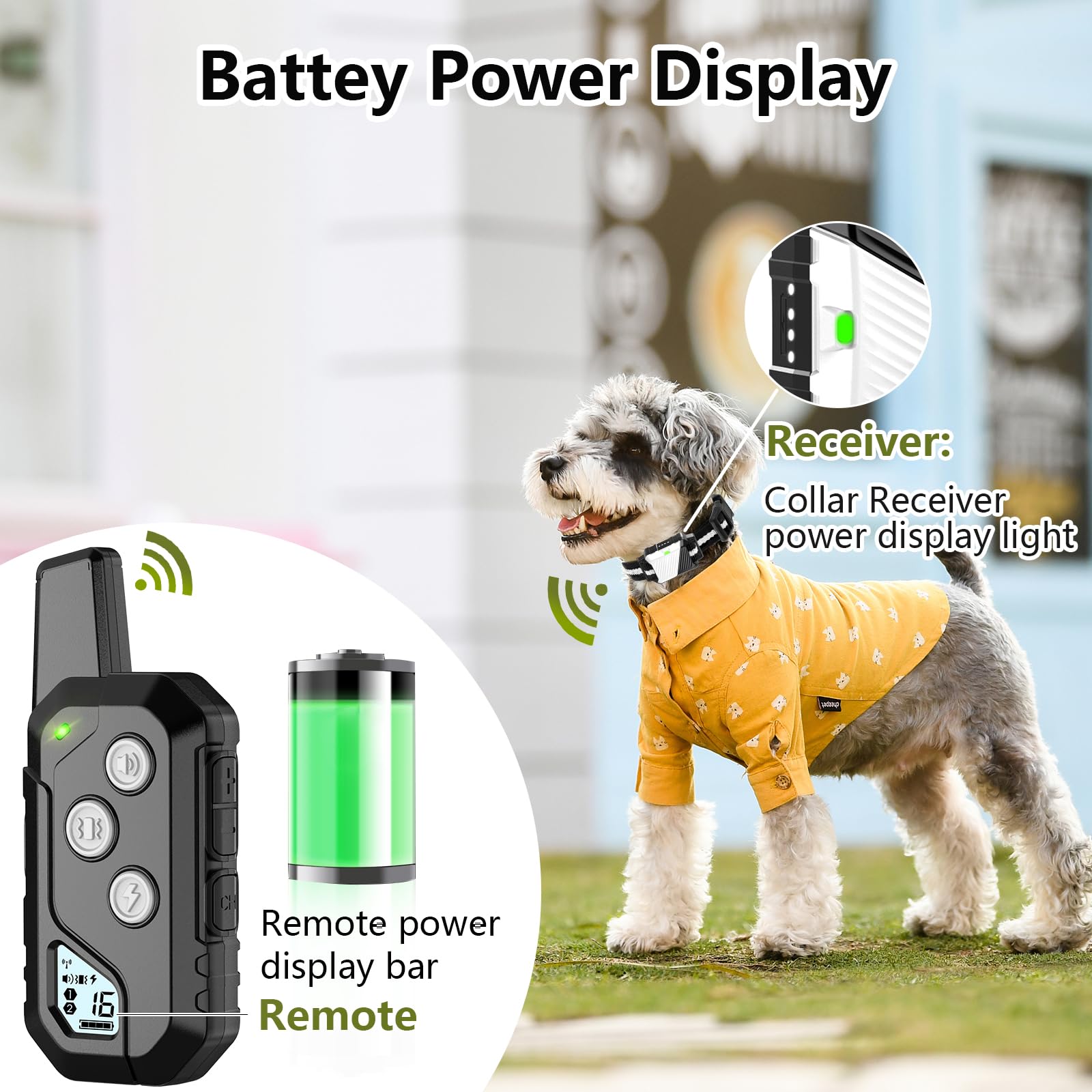 Snsng shock collar static mode with 16 levels for precise training.