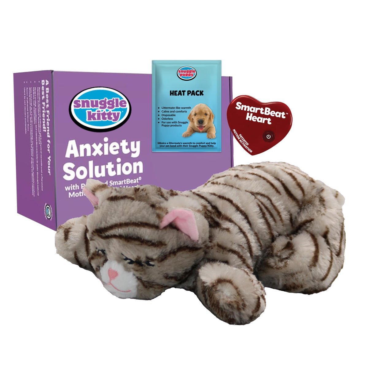 Snuggle Kitty heartbeat toy with real-feel pulse for calm transitions