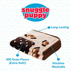 Snuggle Puppy blanket on a sleeping dog shows extra warmth.