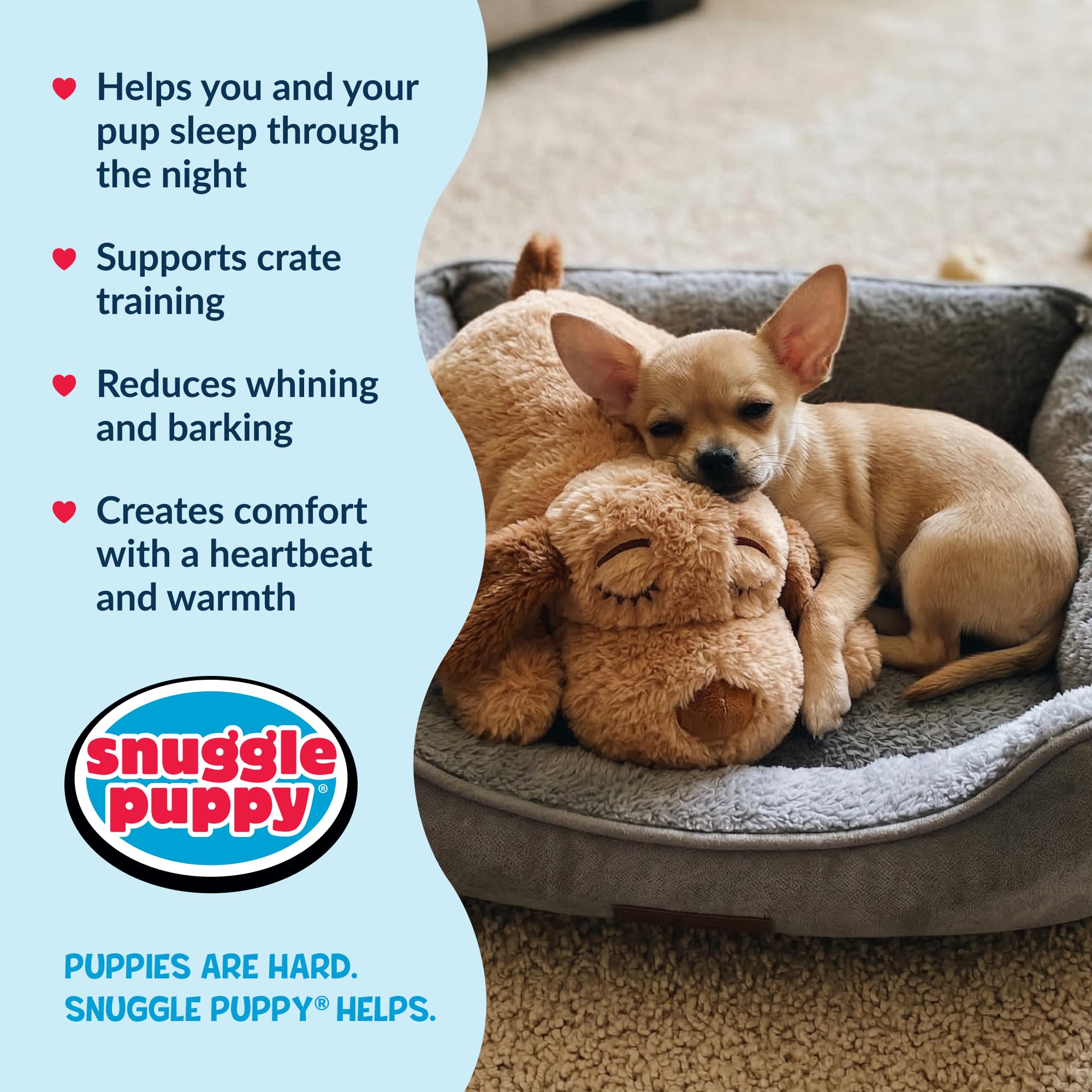 Snuggle Puppy Junior durable plush with reinforced seams for everyday handling.