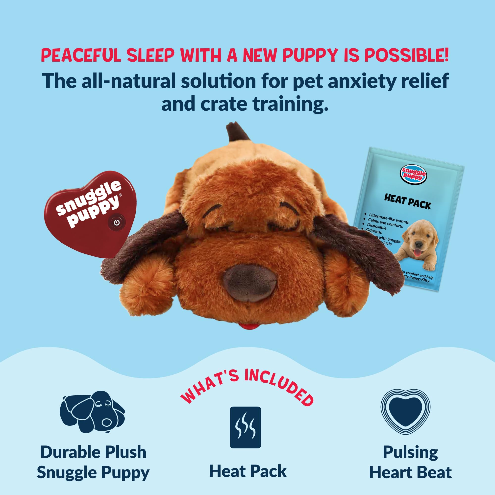 Snuggle Puppy heat pack inside providing warmth during bedtime.