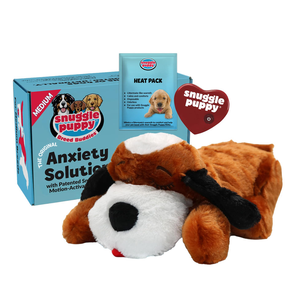 Snuggle Puppy real-feel heartbeat toy inside providing soothing rhythm for puppy calm