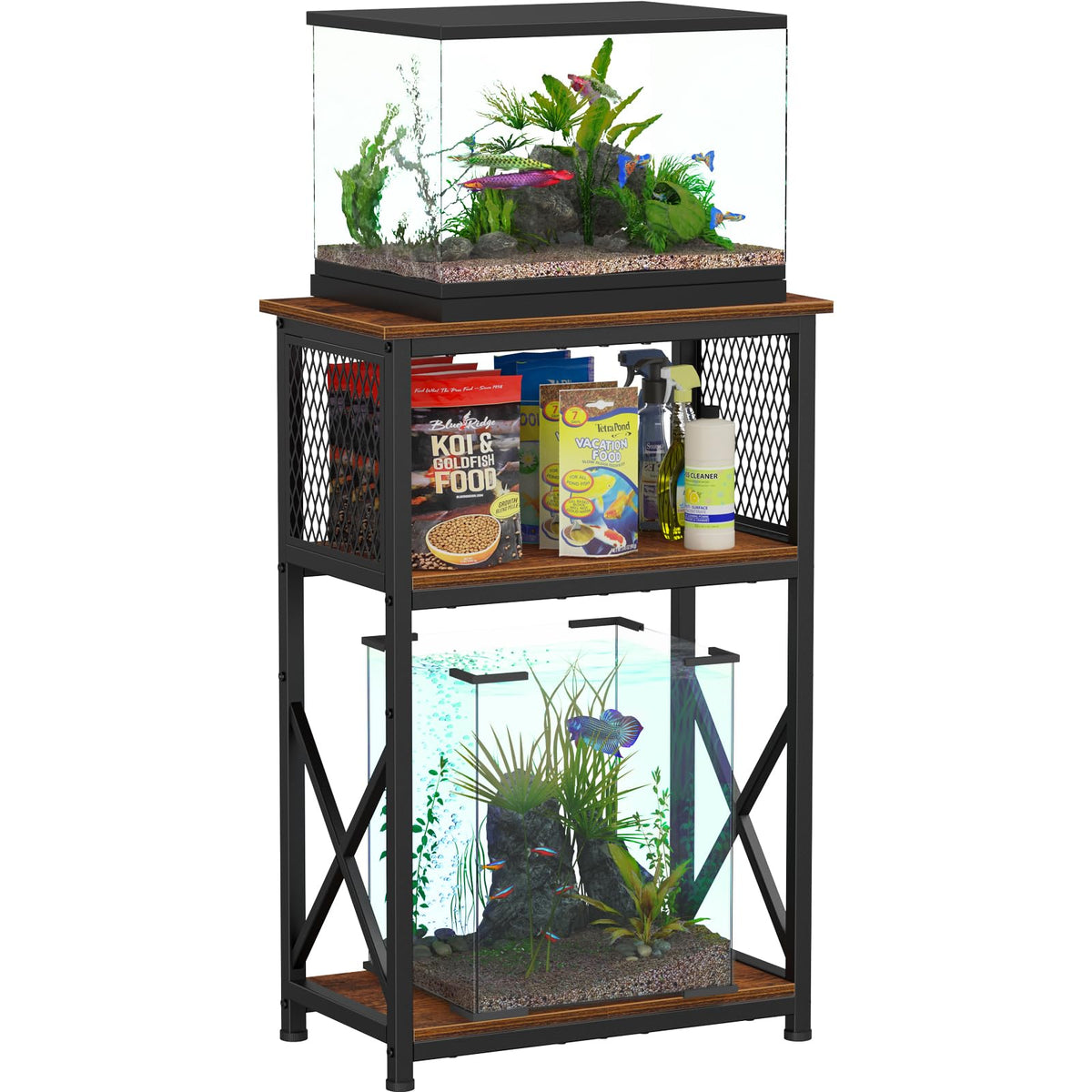 Snughome 10-gallon aquarium stand top panel supports up to 220 lbs for stable tanks.