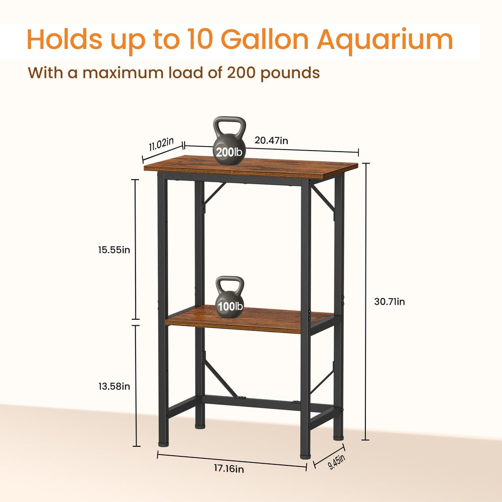 Snughome 10-Gallon Aquarium Stand dimensions diagram for fit planning.