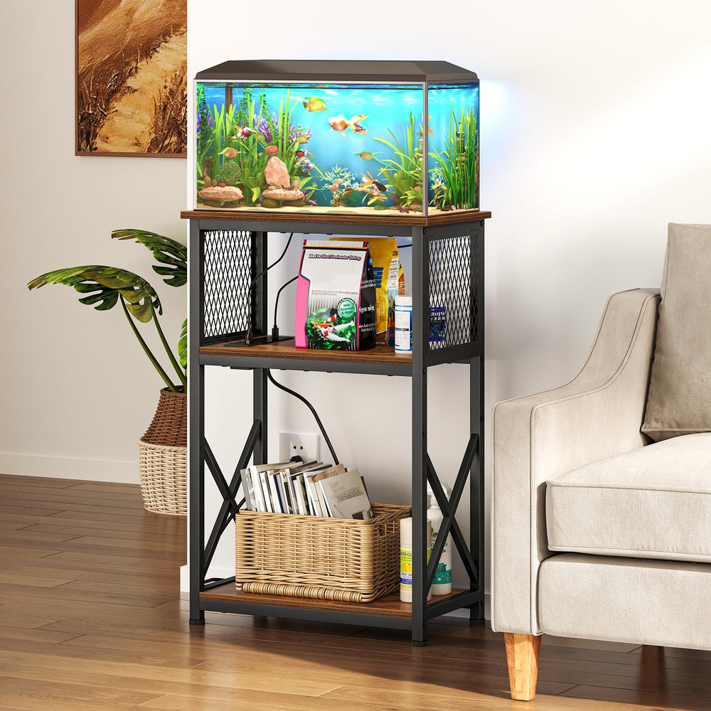 Snughome stand side view showing three-tier storage and sturdy frame.