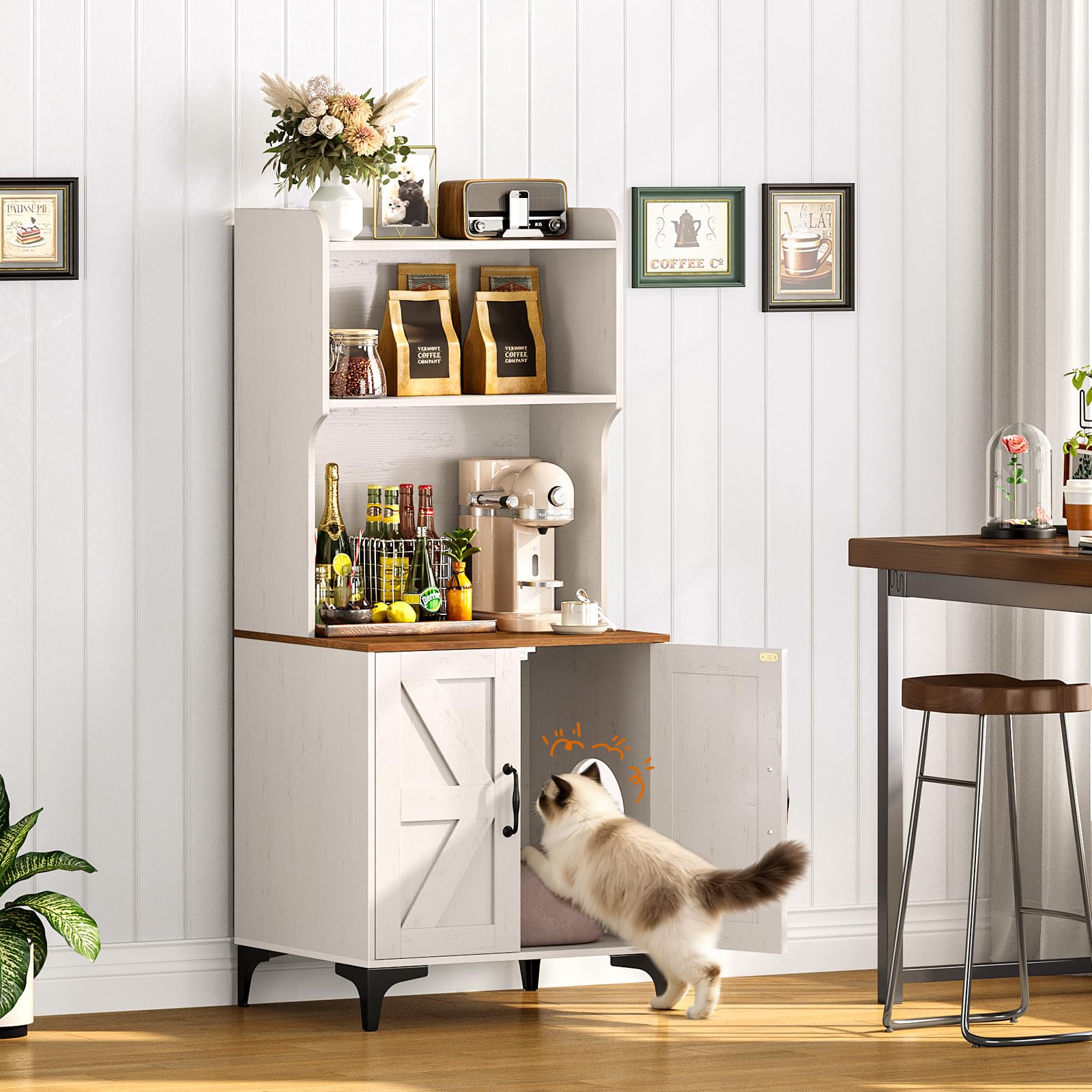 Snughome cat litter box enclosure double-door access for easy cleaning