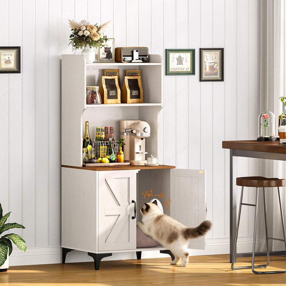 Snughome cat litter box enclosure double-door access for easy cleaning