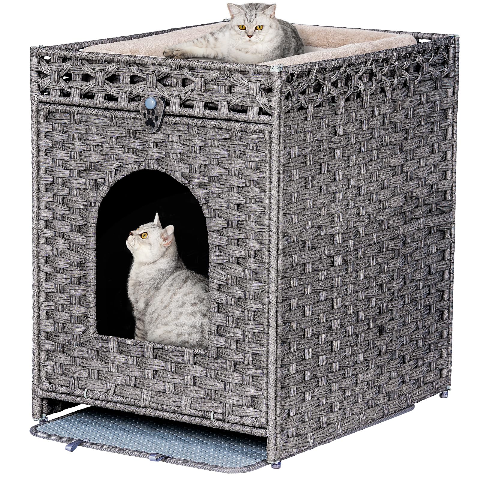 Snughome cat litter box enclosure with hidden mat for a tidy living space and private cat area.