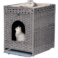 Snughome cat litter box enclosure with hidden mat for a tidy living space and private cat area.