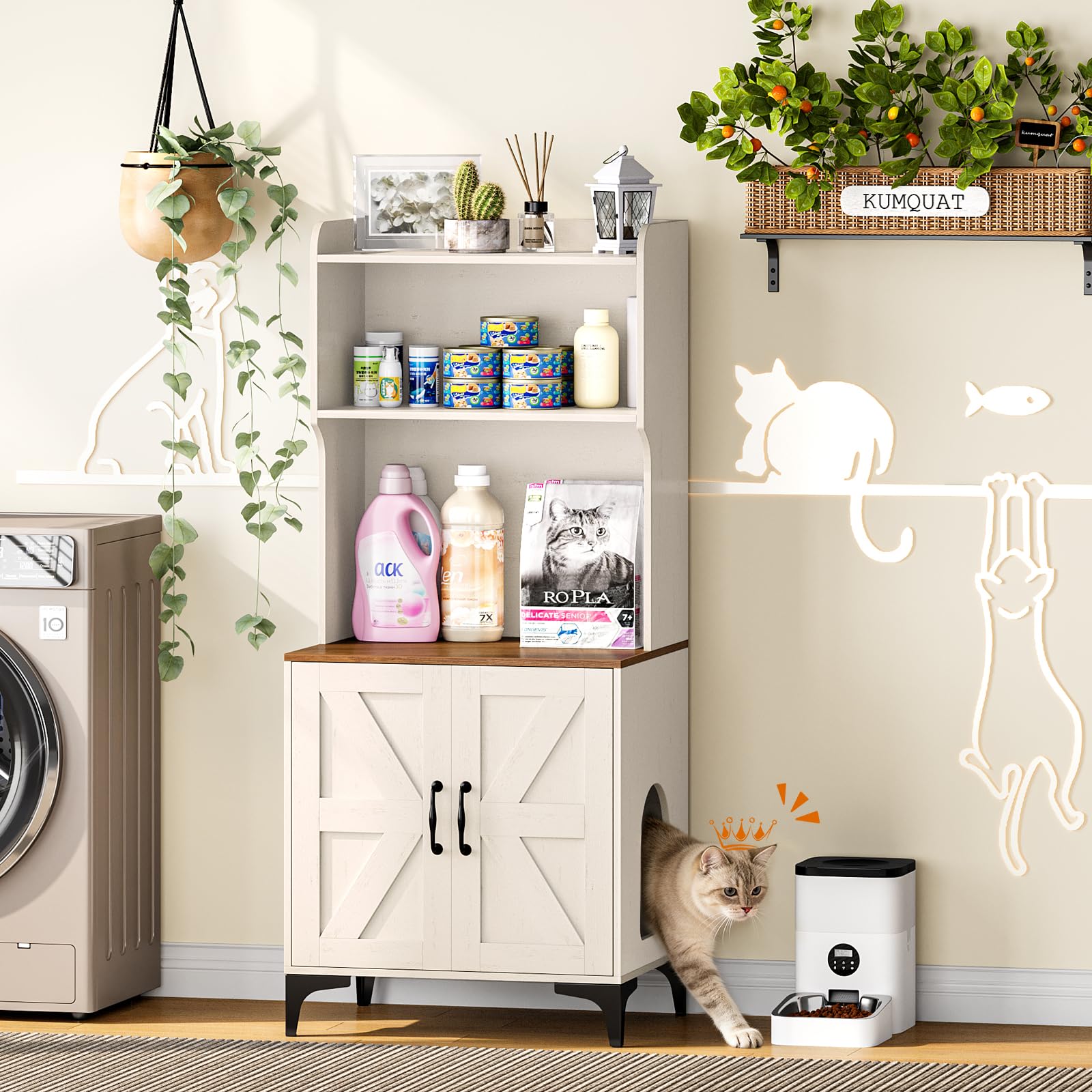 Snughome cat litter box enclosure privacy design keeps litter out of sight