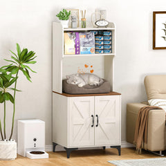 Snughome cat litter box enclosure wooden side view highlighting privacy door