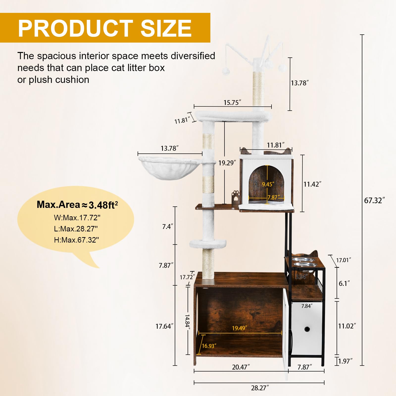 Snughome cat tree elevated feeding station keeps meals quiet and clean