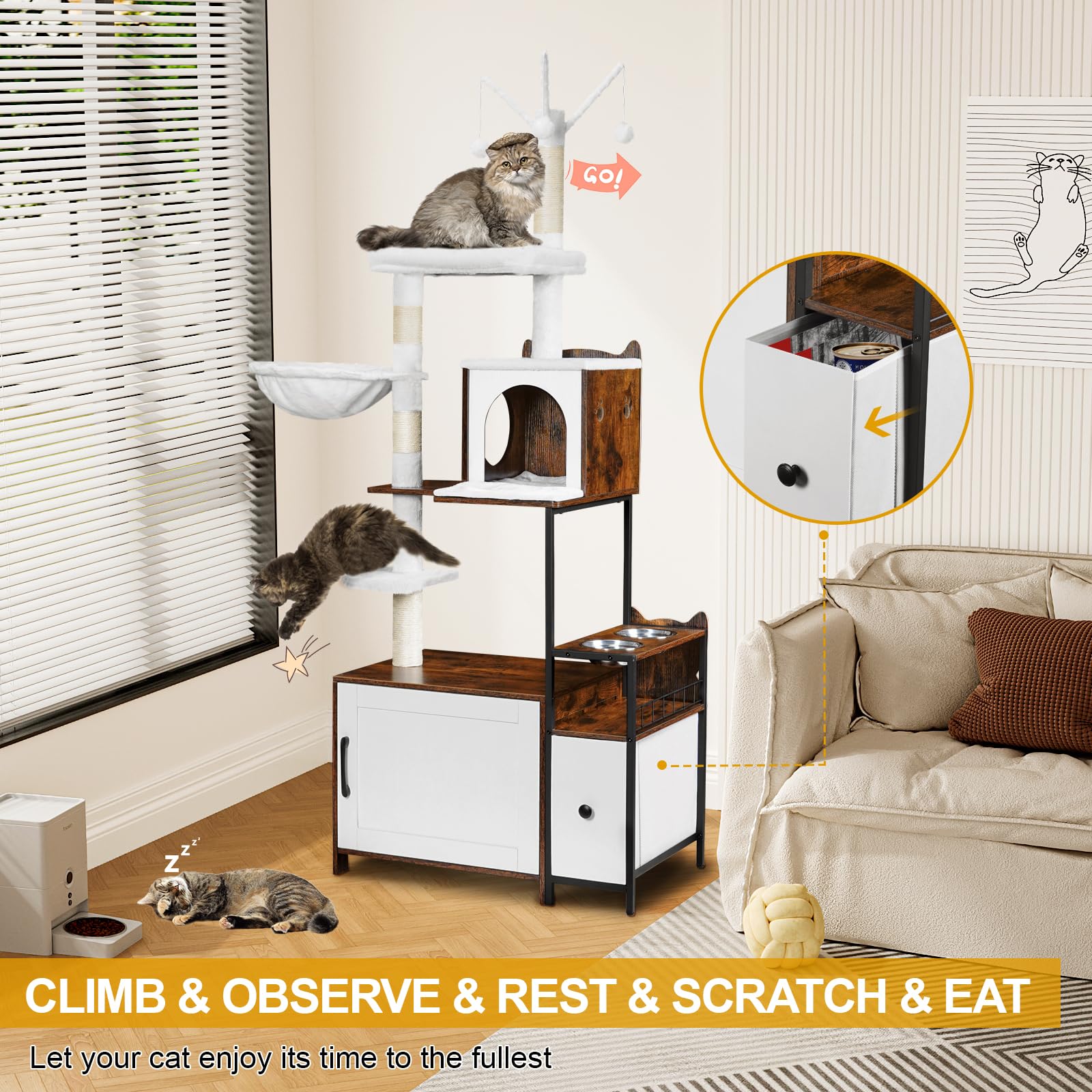 Snughome cat tree hammock basket invites soft, secure naps