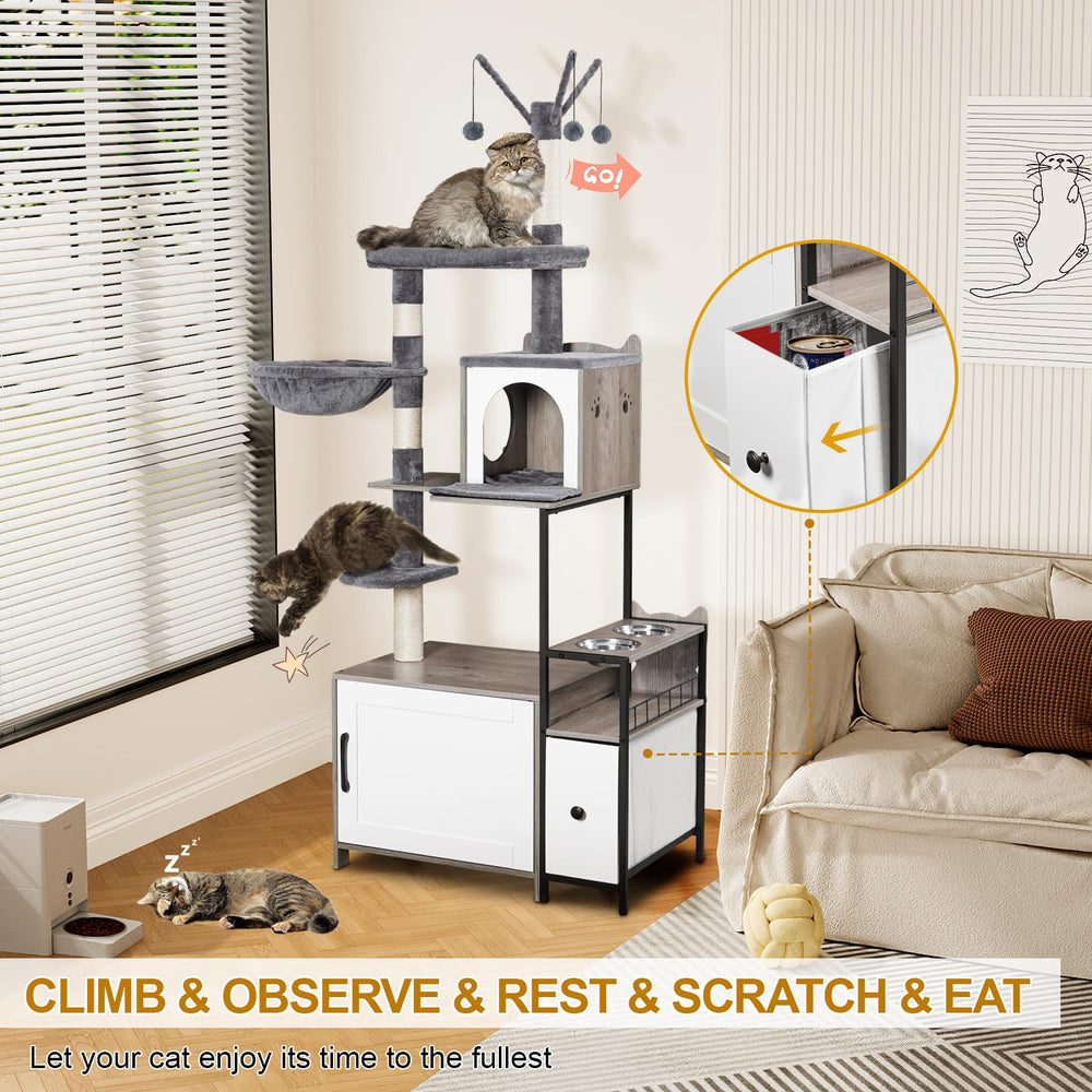 Snughome cat tree hammock basket adds cozy comfort for peaceful naps.