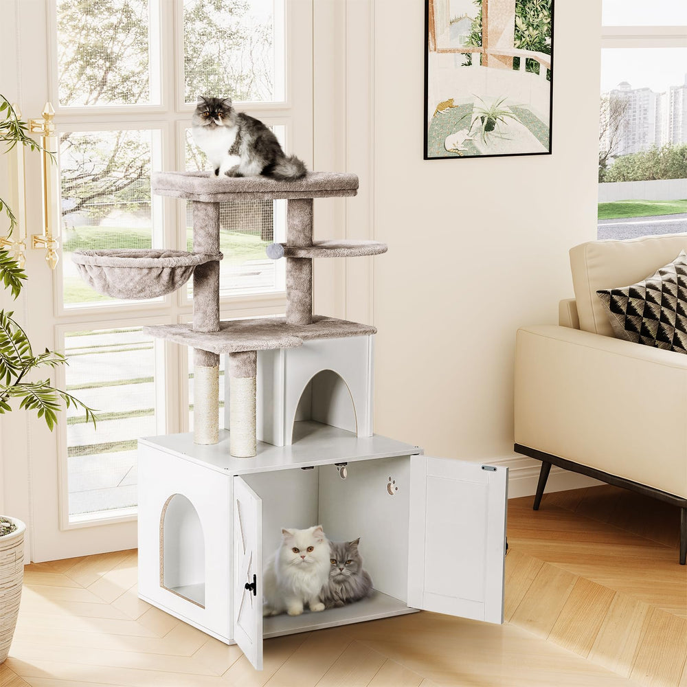 Snughome cat tree tower with plush perch offers elevated rest and play.