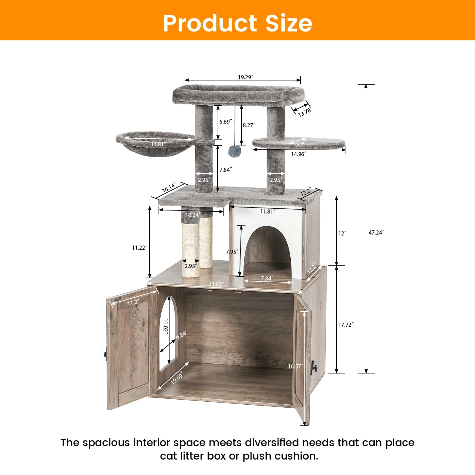 Snughome grey finish wooden cat furniture: versatile design blending with home decor.