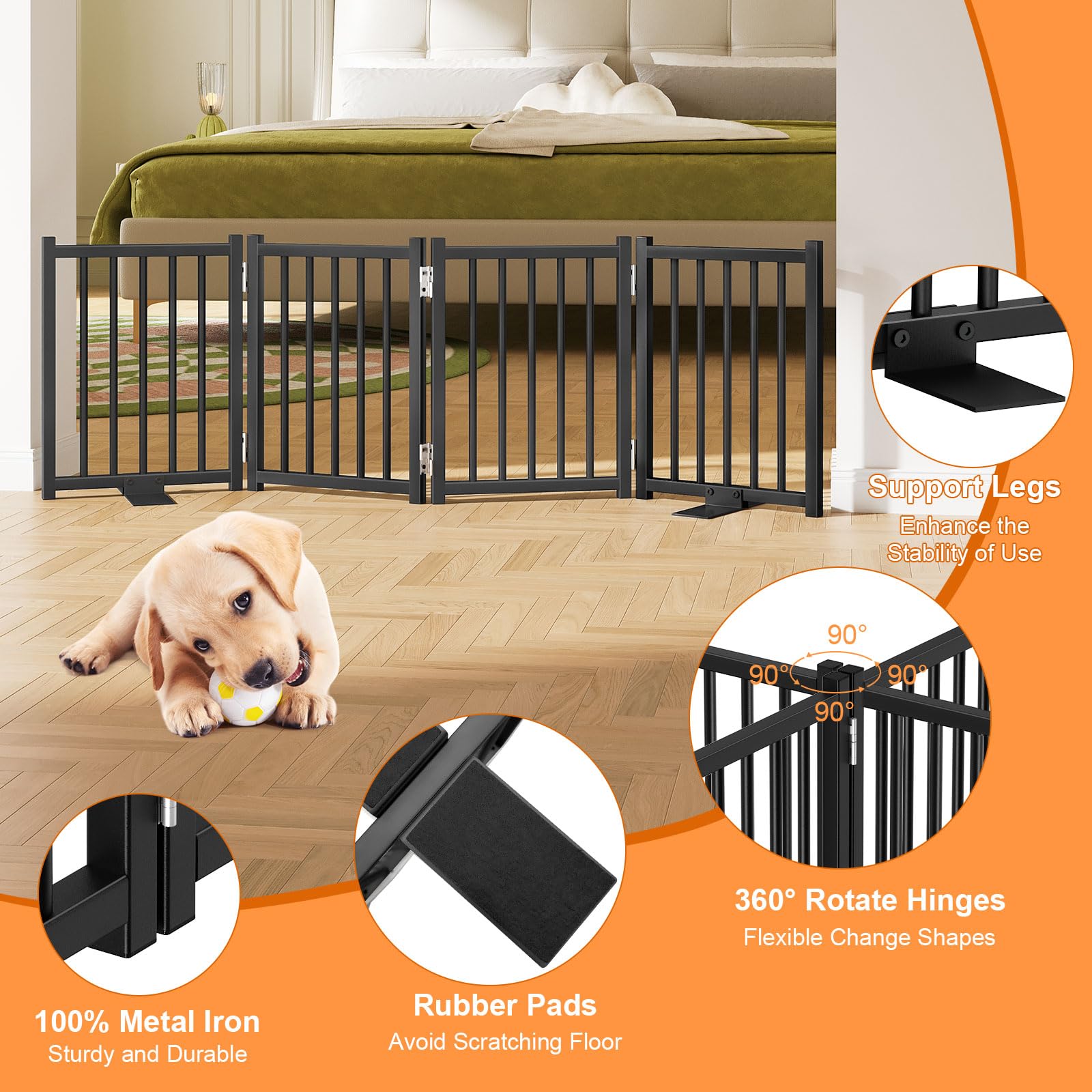 Snughome Short Dog Gate metal frame highlights durability.